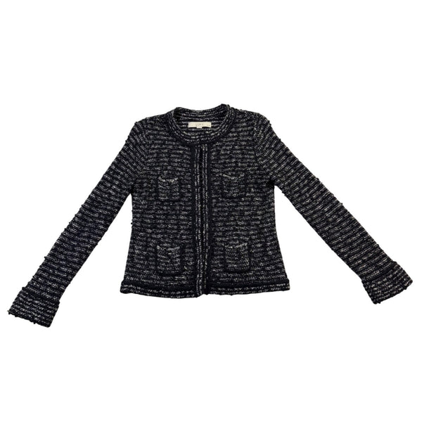 Ann Taylor LOFT Womens Black & White Tweed Cardigan Jacket Size SP