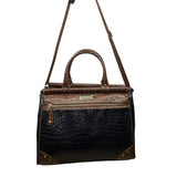 Samantha Brown Women’s Black & Brown Croc-Embossed Rolling Carry-On Luggage