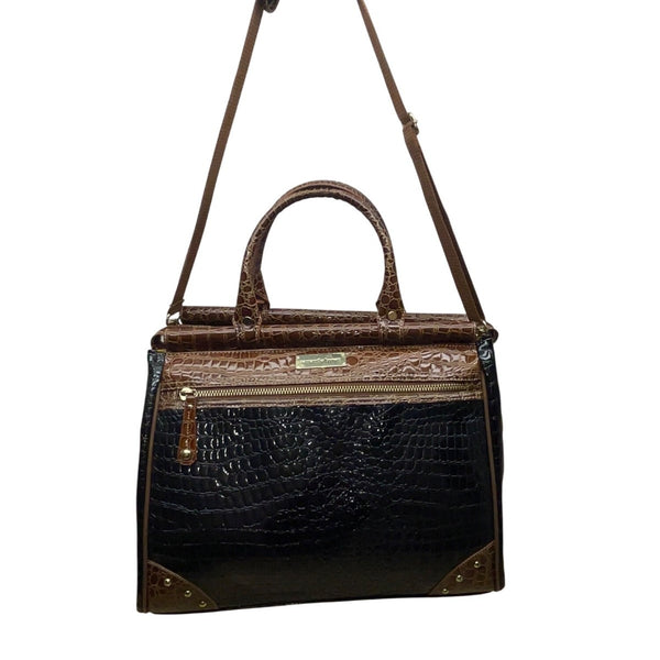 Samantha Brown Women’s Black & Brown Croc-Embossed Rolling Carry-On Luggage