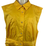 Derek Lam 10 Crosby Yellow Sleeveless Button-Down Shirt Dress Size 14