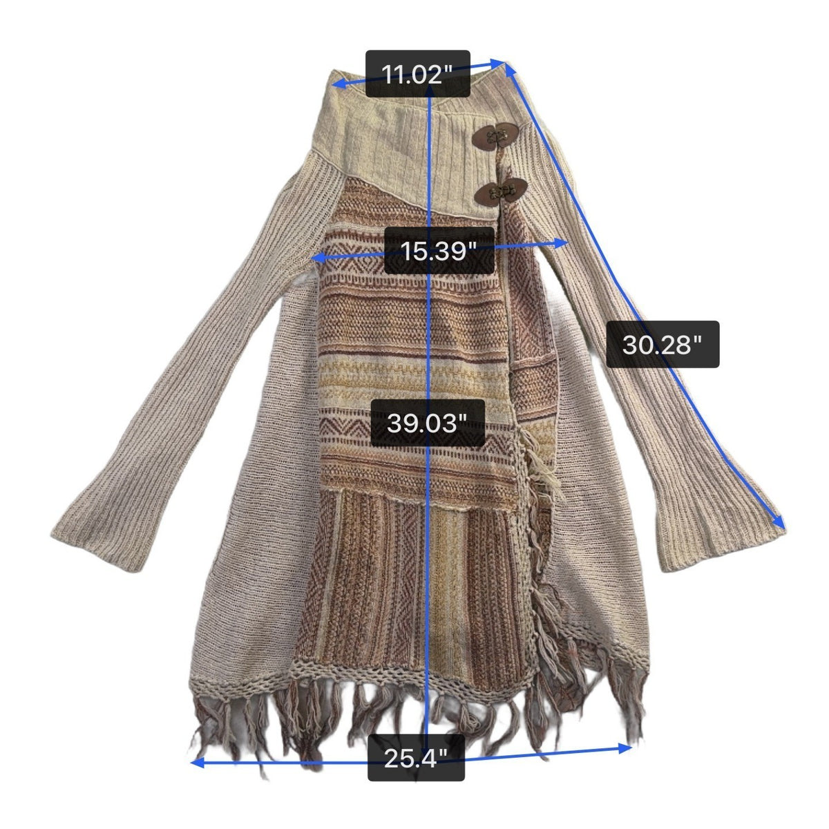 Free People Womens Beige Fringe Knit Cardigan Sweater Long Sleeve Size XS