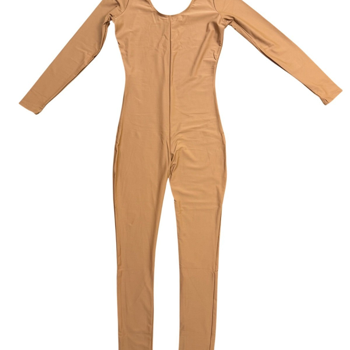 Baltogs Womens Tan Scoop Neck & Long Sleeve Stretch Catsuit Size M