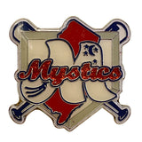 Mystics Baseball Soft Enamel Pin Crossed Bats Red White Blue Design Dual Clutch