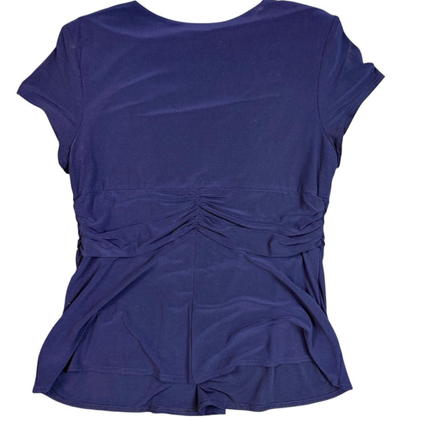 R&M Richards Womens Navy 2-Piece Petite Pant & Tee Stretch Set Size 14P