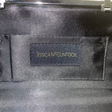 Jessica McClintock Women’s Black Rose Embossed With Chain Strap Evening Clutch P