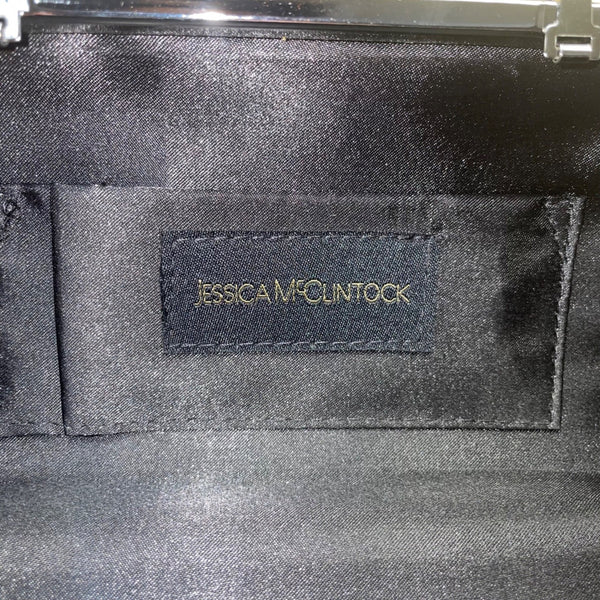 Jessica McClintock Women’s Black Rose Embossed With Chain Strap Evening Clutch P