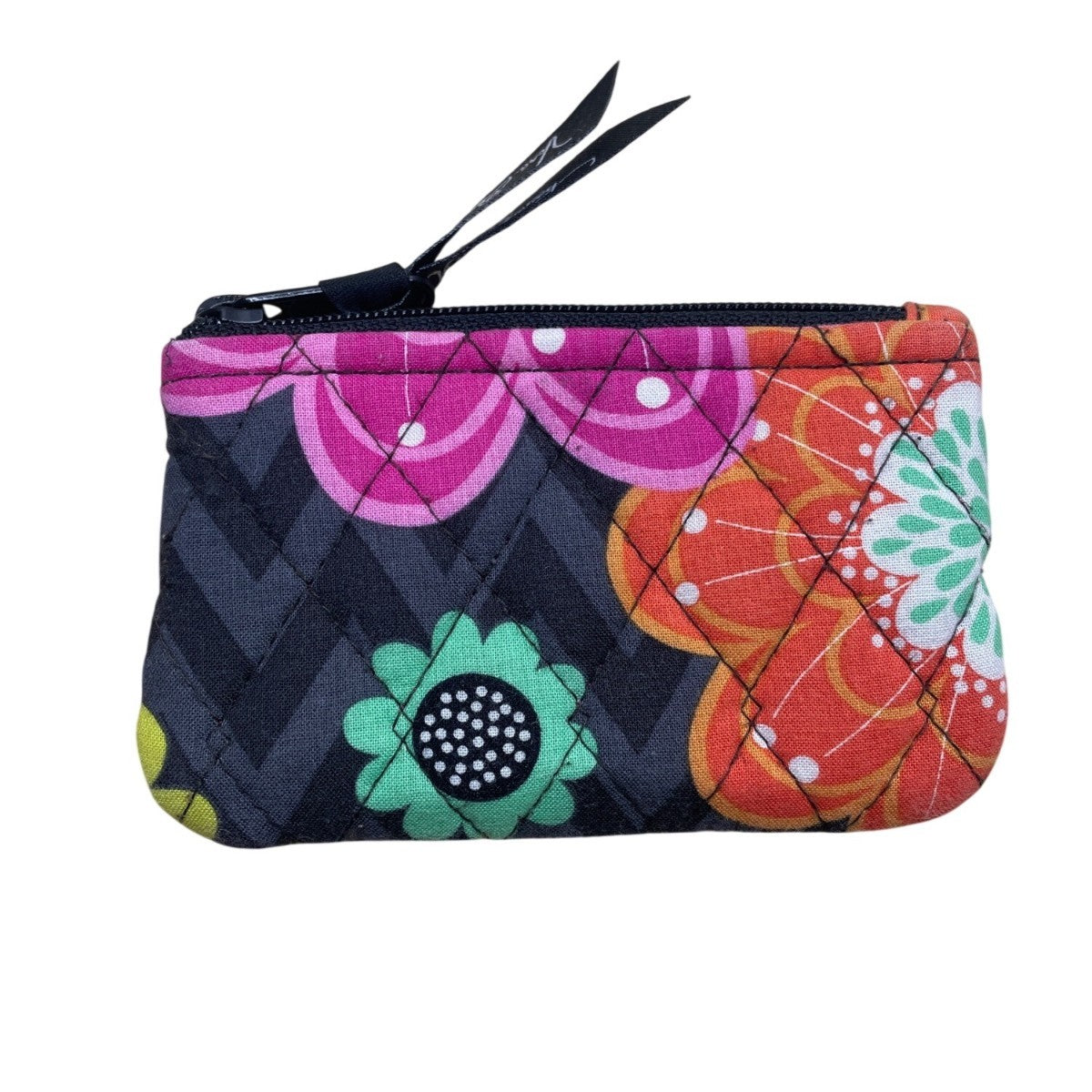 Vera Bradley Women’s Black Multicolor Quilted Floral Pattern Turnlock Wallet