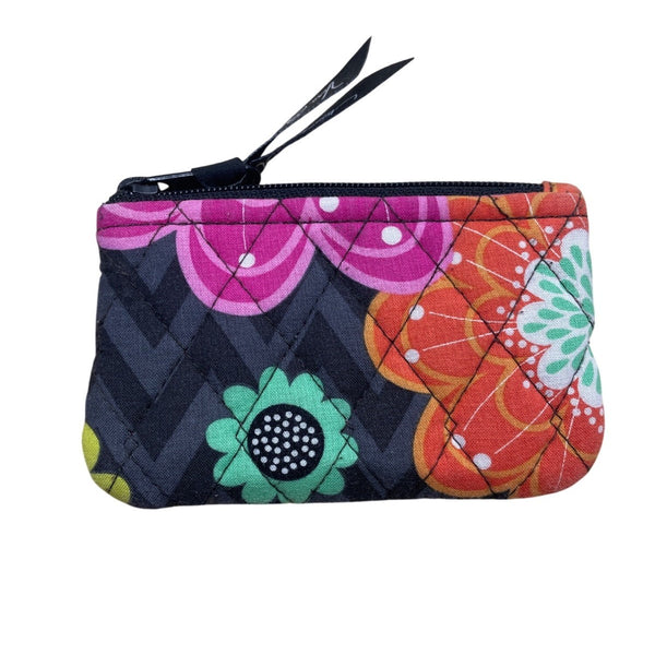 Vera Bradley Women’s Black Multicolor Quilted Floral Pattern Turnlock Wallet