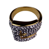 Jcm Womens Gold Tone Stainless Steel Rhinestone Belt Buckle Design Ring