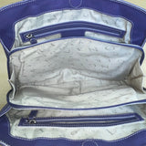 Levenger Women’s Purple Leather Double Strap Buckle Detail Zip Pocket Tote Bag