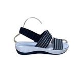 Clarks Women’s Black & White Cloudsteppers Striped Slingback Sandals Size 6.5M