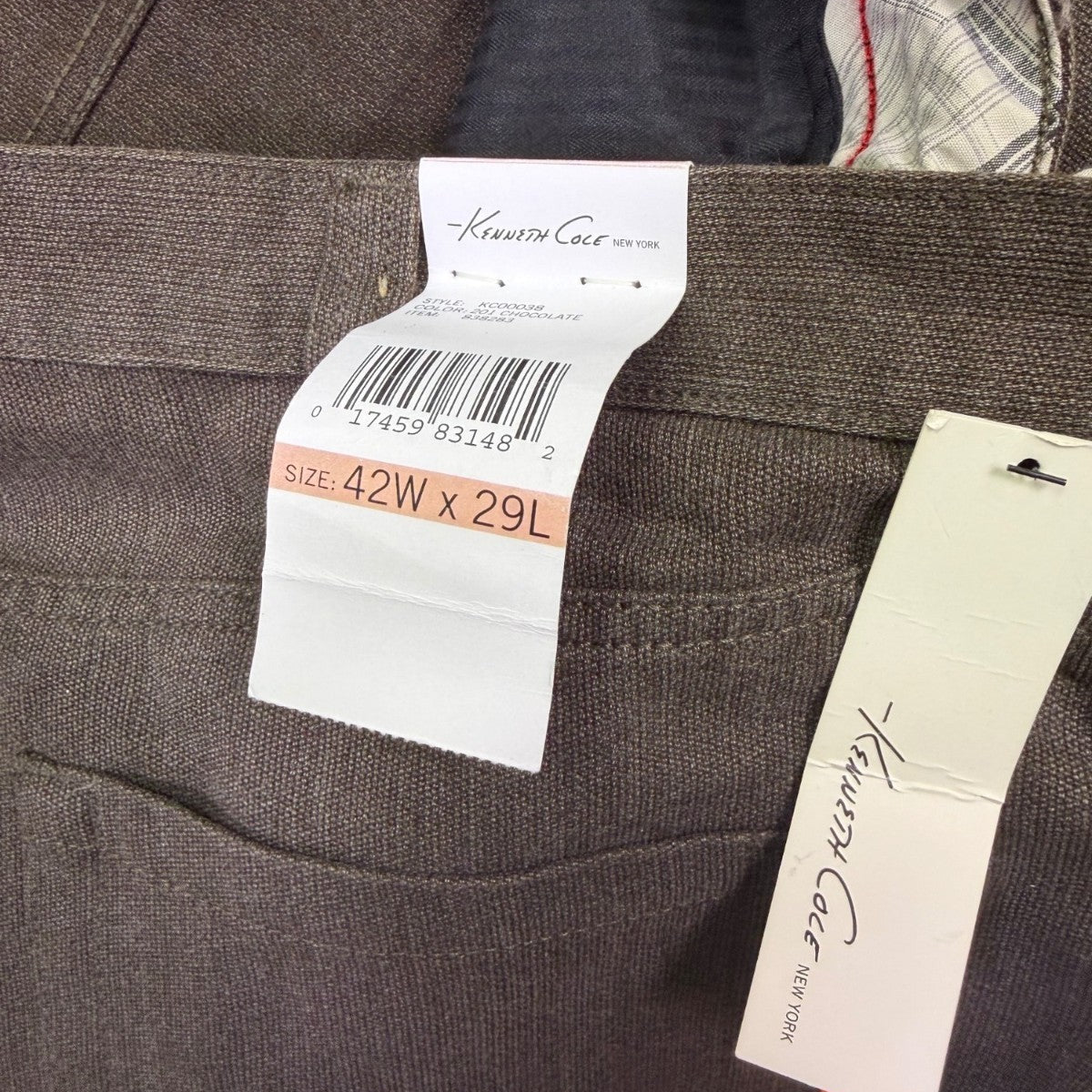 Kenneth Cole Mens Brown Casual Flat-Front Pants Durable & Stylish Size 42x29