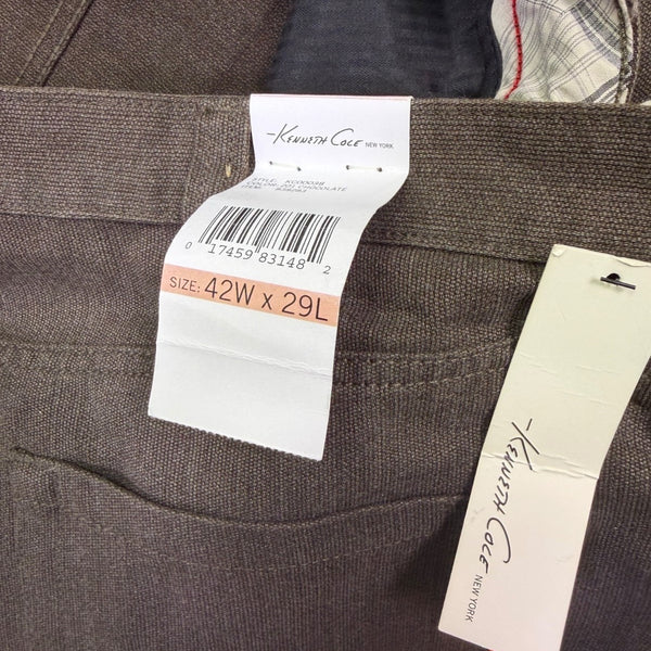 Kenneth Cole Mens Brown Casual Flat-Front Pants Durable & Stylish Size 42x29