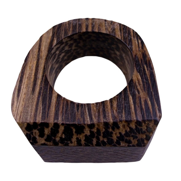 Wenge Wood Brown Handmade Geometric Ring Size 7 Unique Smooth Finish Jewelry
