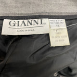 Gianni Womens Gray Wool Blend Trousers Size 12 Tailored Elegance New