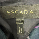 Escada Womens Green & Purple Plaid Wool Blazer Jacket With Buckle Closures Size