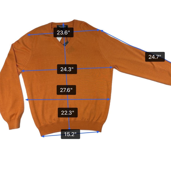 Brooks Brothers Mens Orange Cotton & Silk V-Neck Sweater Size L - New