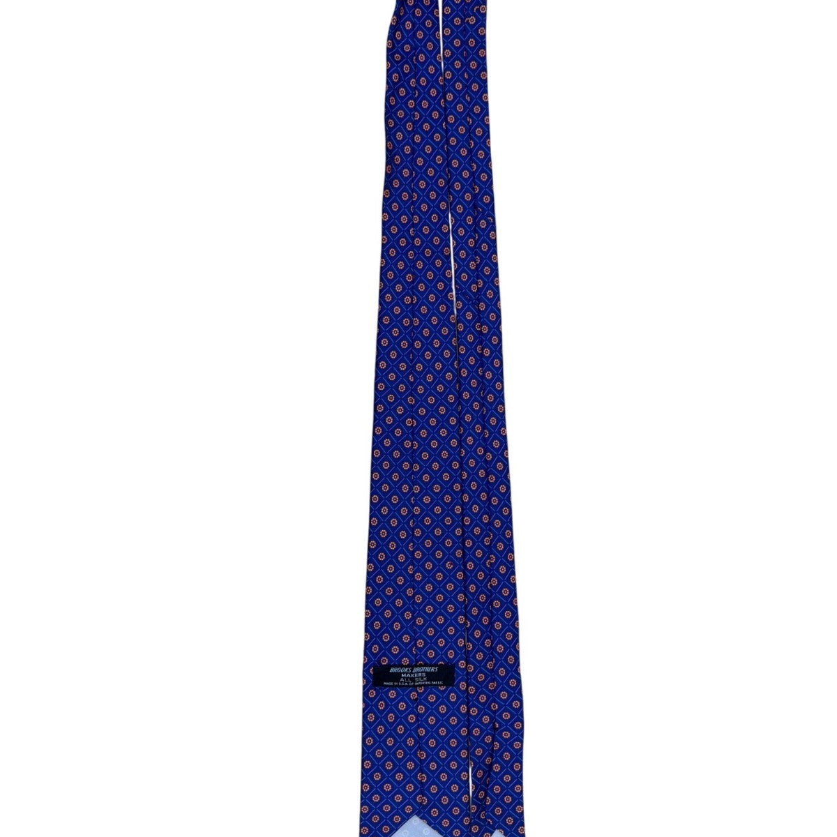 Vintage Brooks Brothers Blue Silk Floral Pattern Tie 58" Long Made In USA