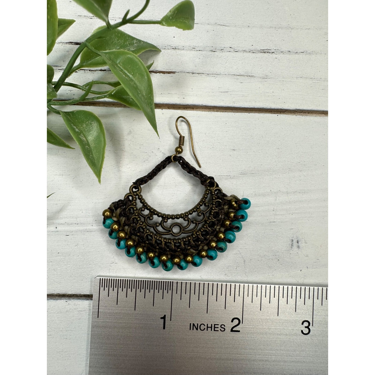 Turquoise & Gold Boho Hoop Earrings