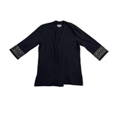 JM Collection Womens Black Beaded Cuff Open Front Cardigan Size L