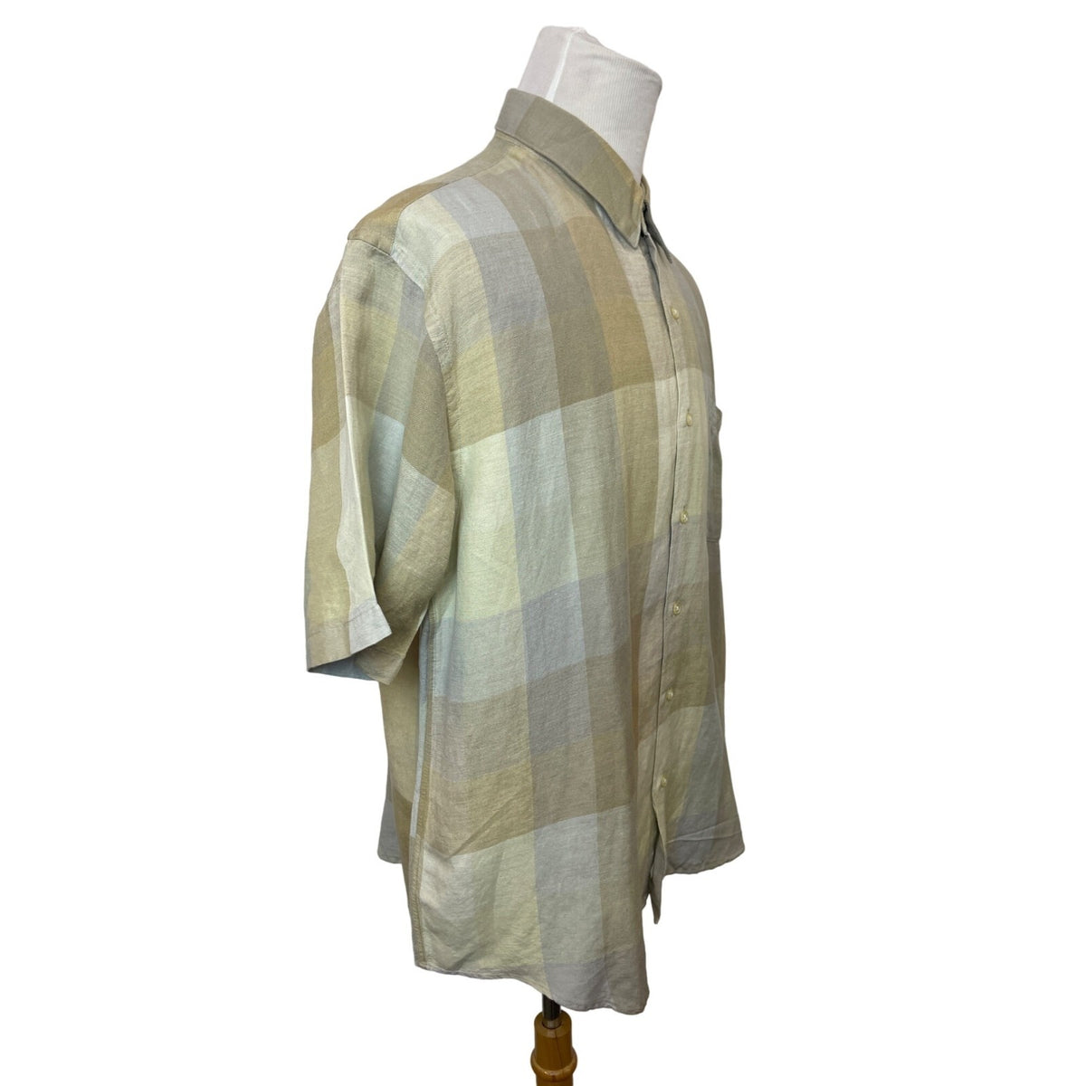 Van Heusen Men's Multicolored Square Pattern Short Sleeve Button Up Shirt Sz- XL