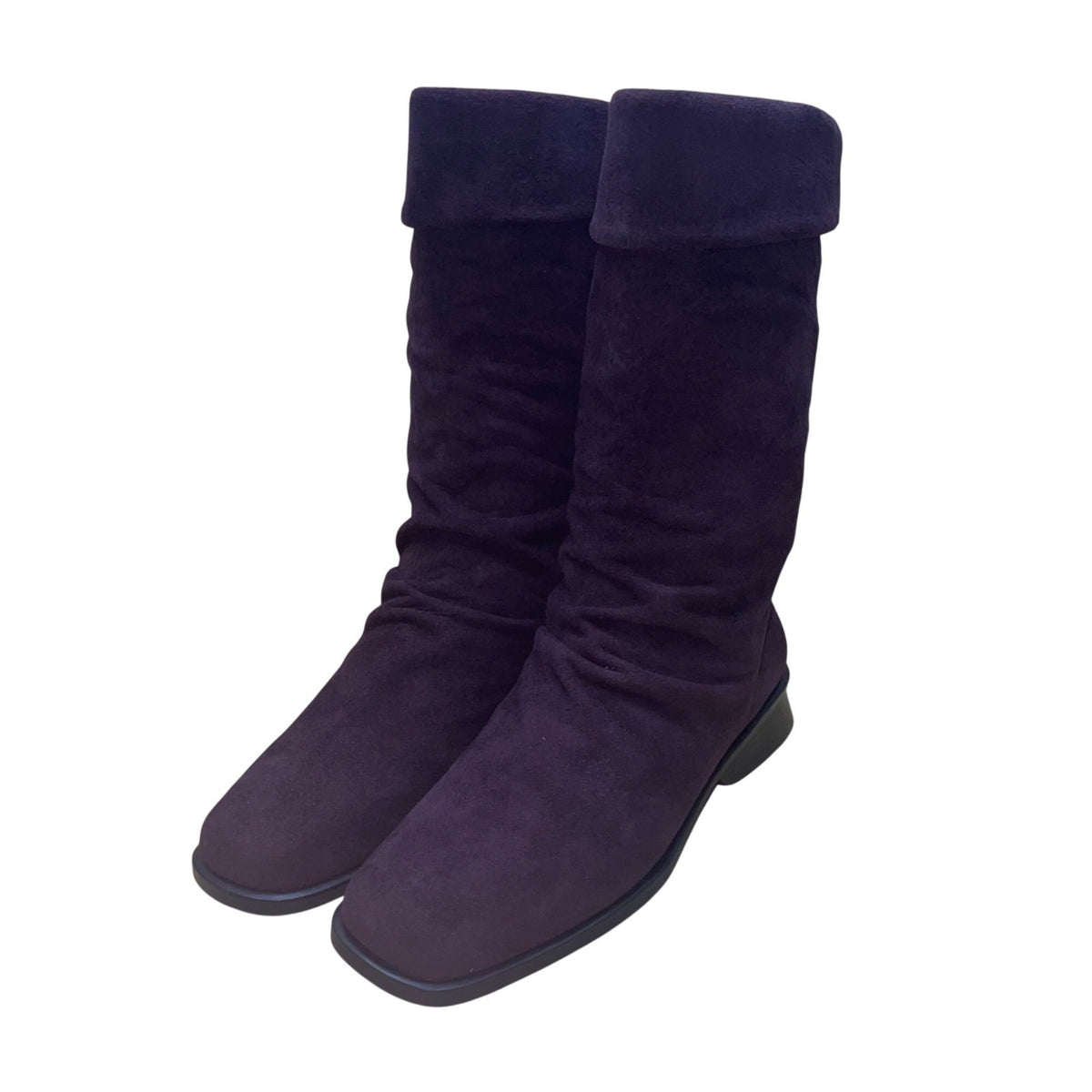 Markon Women’s Purple Suede Foldover Mid-Calf Simon Boots Size 7M
