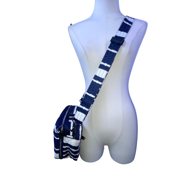 Lug Bebop Women’s Navy & White Adjustable Strap Quilted Striped Crossbody Bag