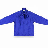 Vintage Evan-Picone Womens Blue Long Sleeve Tie Neck Blouse Size 8