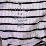 American Eagle Women Black & White Stripe Bodysuit Soft & Sexy Rib Size S