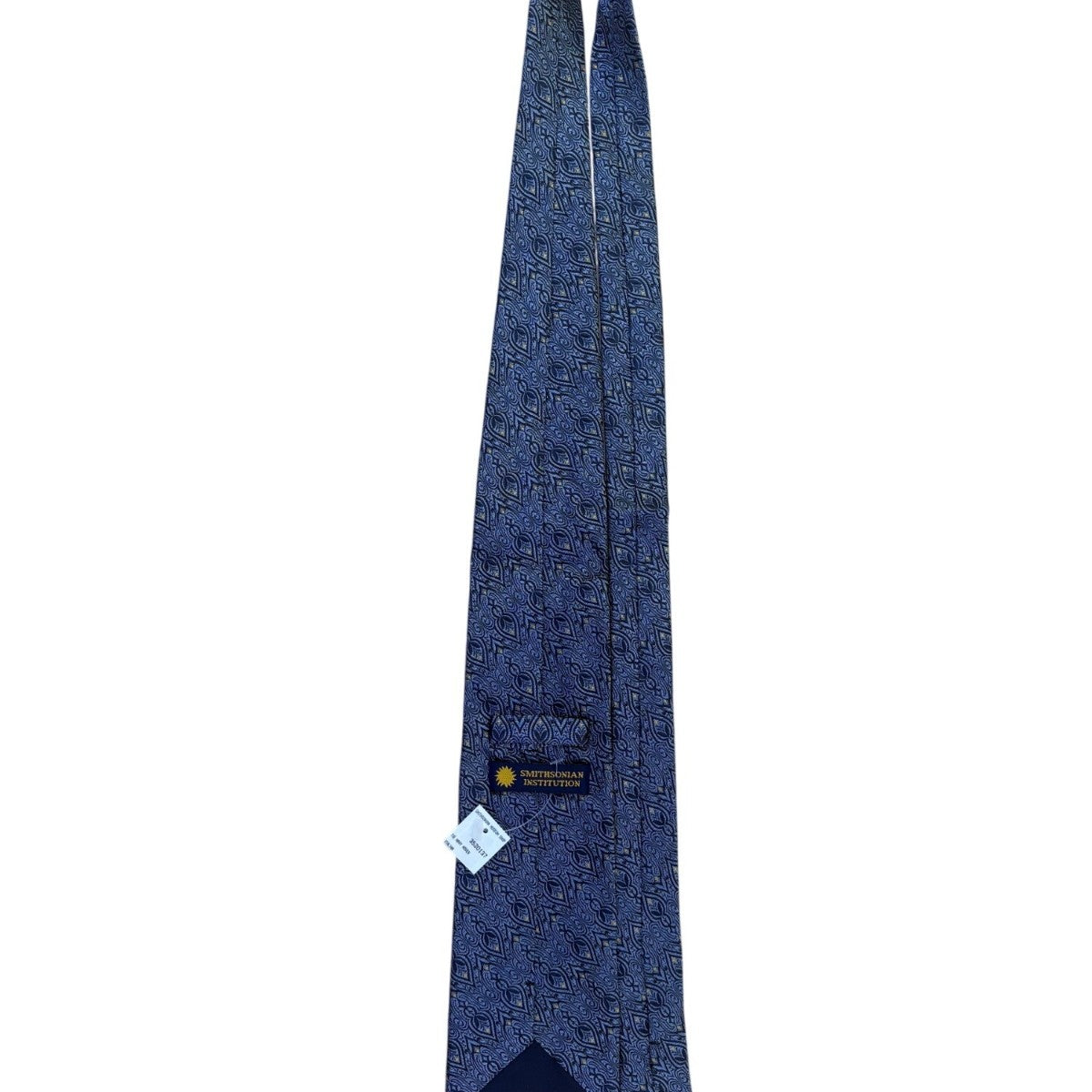 Smithsonian Institution Men Navy Silk Italian Tie Geometric Paisley Design New