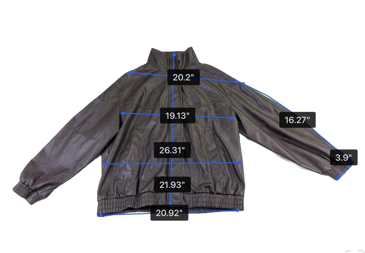 Bershka Mens Brown Faux Leather Bomber Jacket Lining Lightweight Size XL