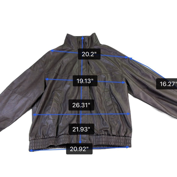 Bershka Mens Brown Faux Leather Bomber Jacket Lining Lightweight Size XL