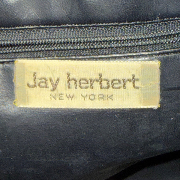 Jay Herbert Women’s Black Leather Woven Vintage Style Knotted Strap Shoulder Bag