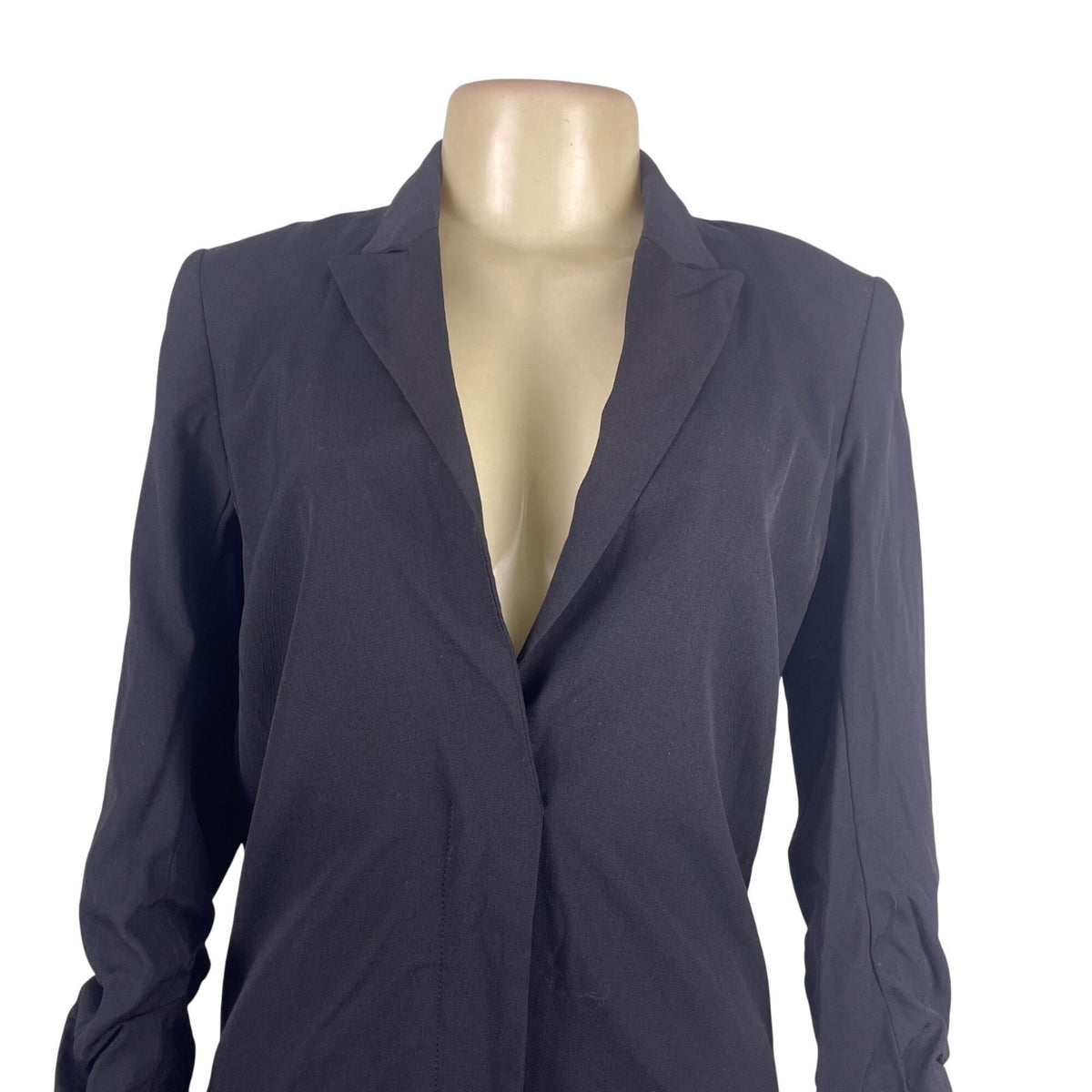 Theory Womens Black Wool & Polyamide Shirt Blazer Dress Elegant Button Cuff Sz 4