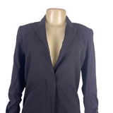 Theory Womens Black Wool & Polyamide Shirt Blazer Dress Elegant Button Cuff Sz 4