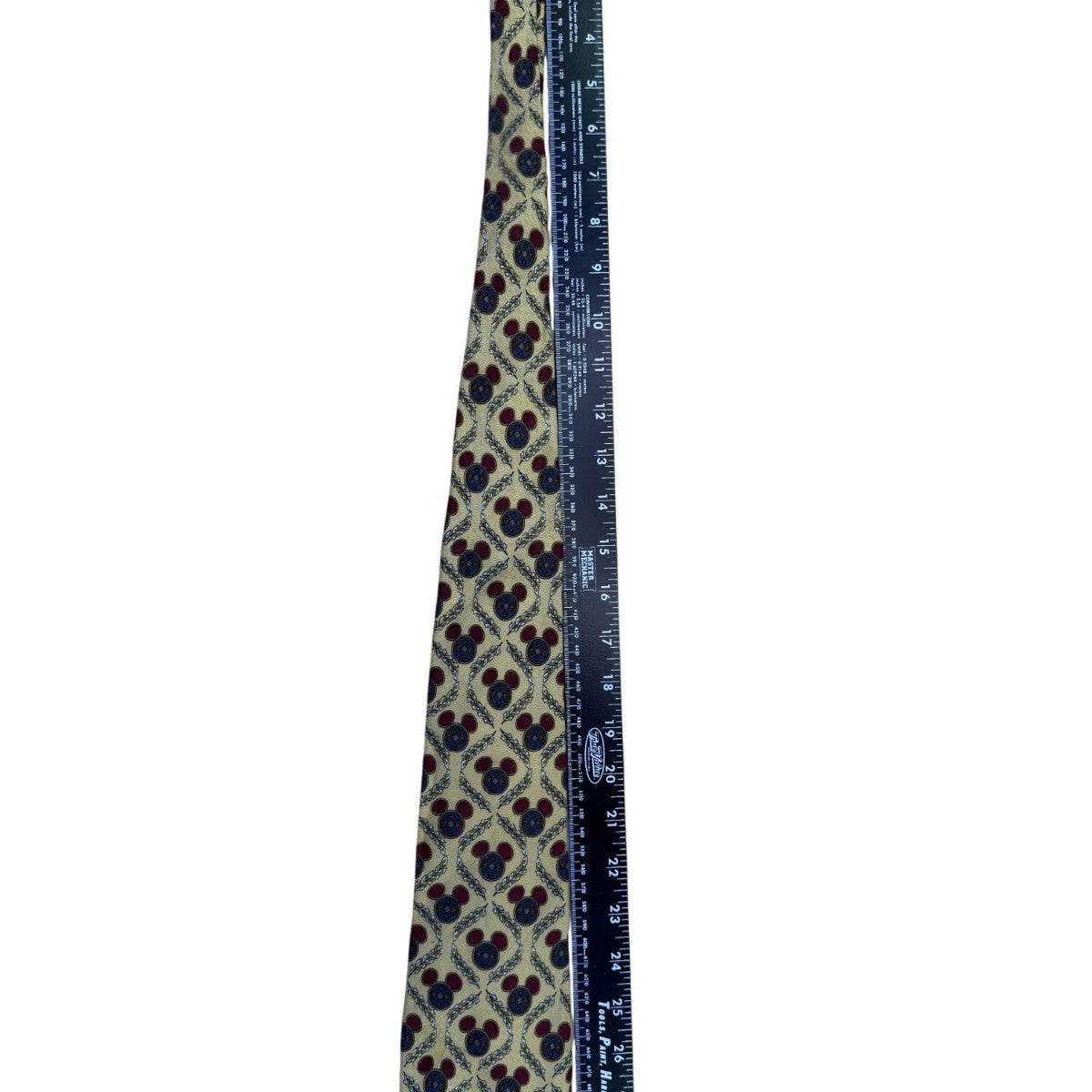 Disney Mens Gold 100% Silk Tie With Mickey Mouse Design Pattern