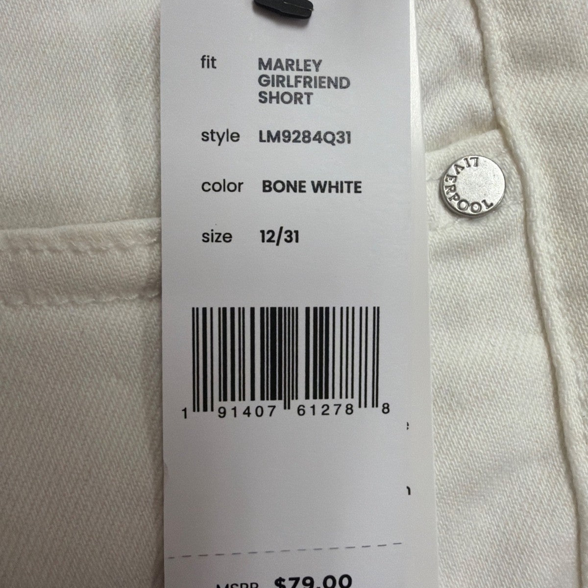 Liverpool Womens White Denim Shorts Casual Stylish Folded Hem Size 12/31
