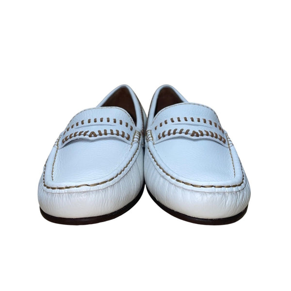Driver Club USA Women’s White Grainy Leather Maple Ave Moccasin Shoes Size 11