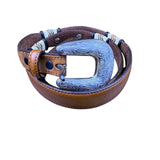 Tony Lama Tan Leather Western Belt With Silver Buckle Embossed Floral Sz 30