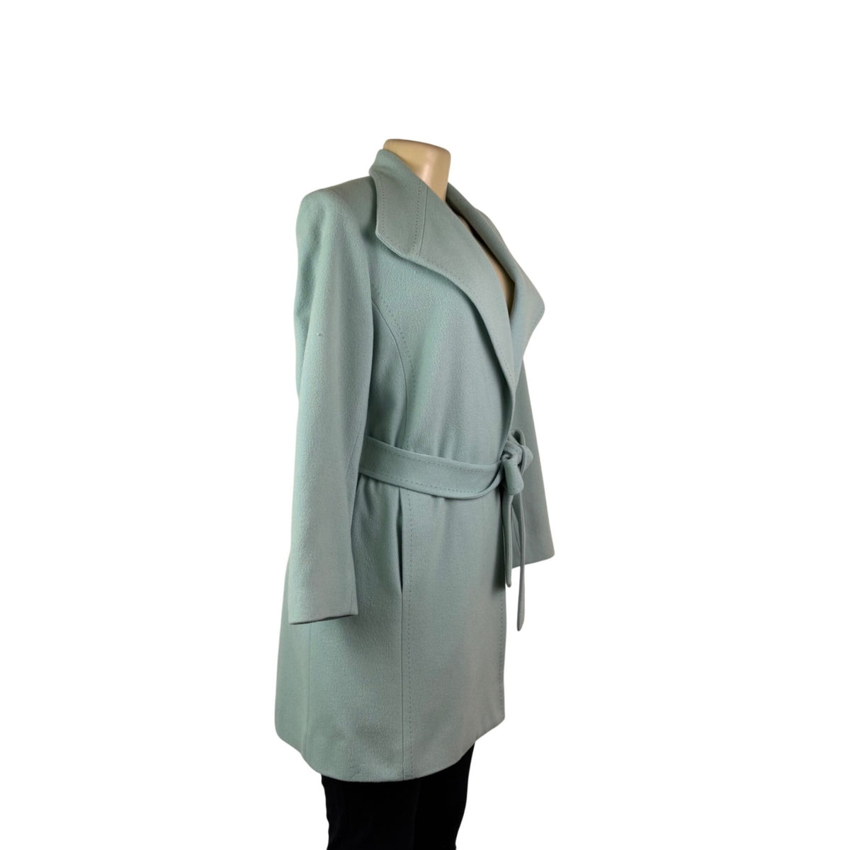 Louben Womens Mint Wool & Cashmere Blend Belted Blazer Coat Size 4