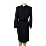Valentino Womens Black Silk Long Sleeve Button-Down Belted Midi Dress Size 10