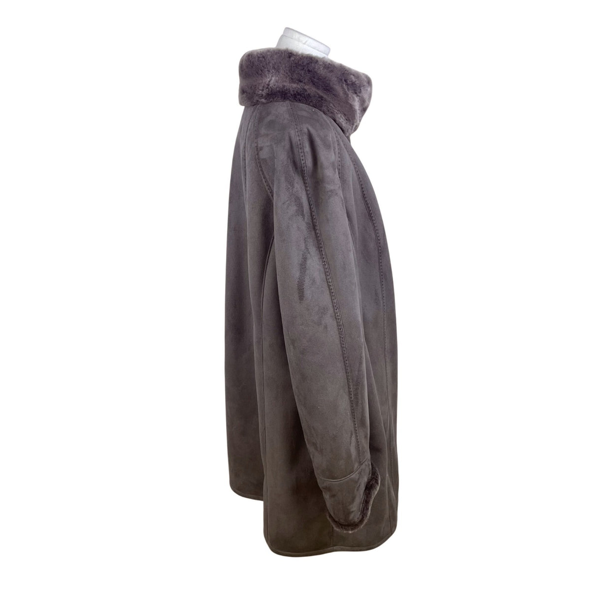 Portrait Women's Brown Button Up Collard Coat Lined With Faux Fur Sz 1X