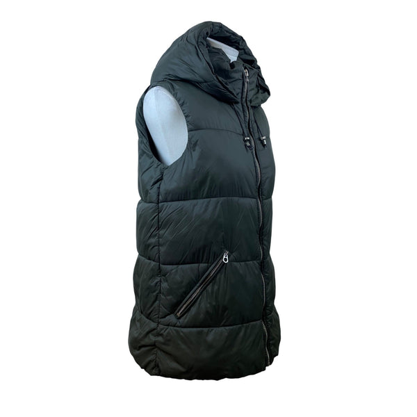 Zara Trafaluc Womens Green Puffer Hooded Vest Lightweight Quilted Outdoor Size M