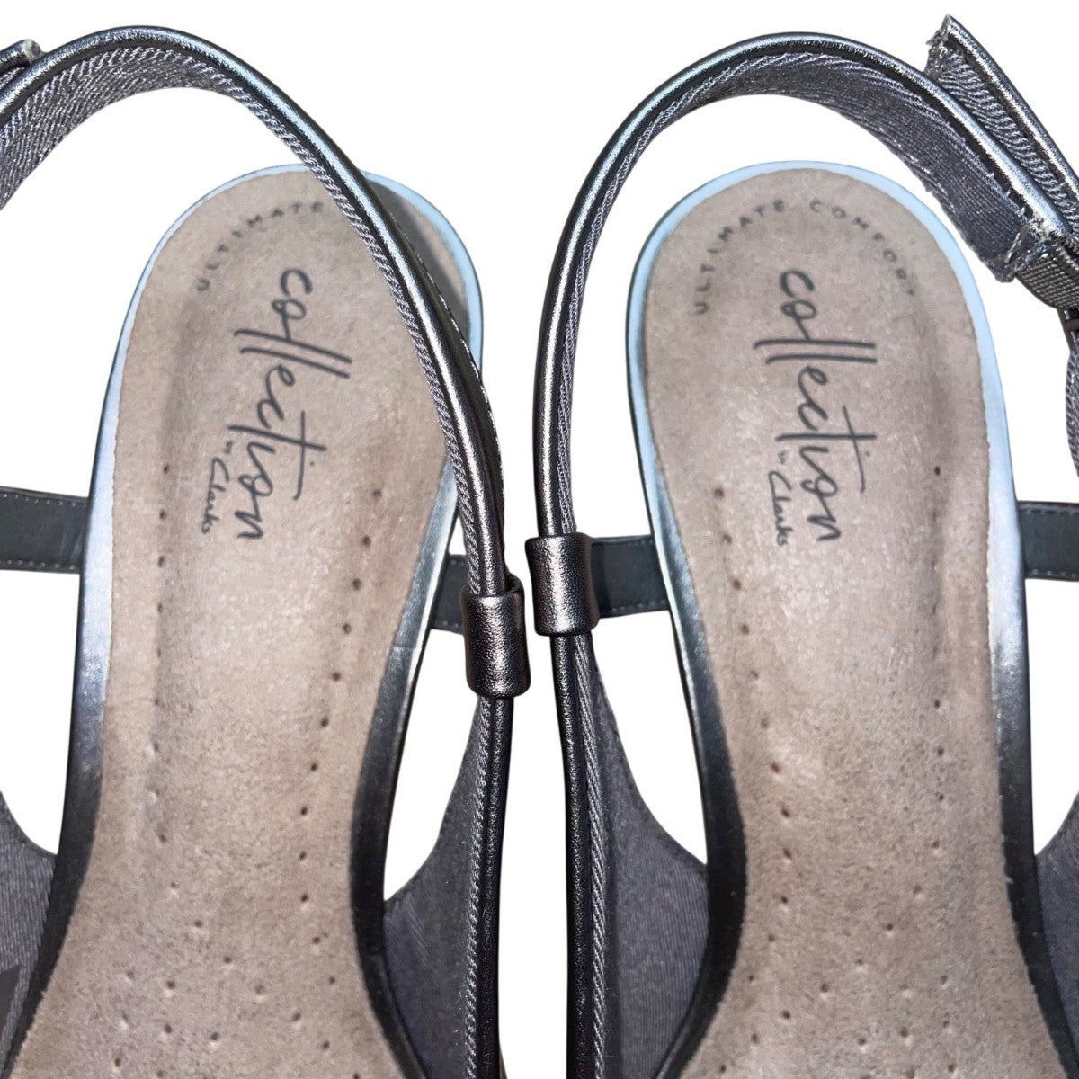 Clarks Women’s Gray Pewter Linvale Loop Slingback Heels Size 9.5M