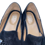 Franco Sarto Women’s Black Suede Silver Accent Tassel Loafers Size 8M