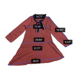 Who what wear Red & Navy Girls Striped Asymmetrical Bow-Tie Dress Sz M