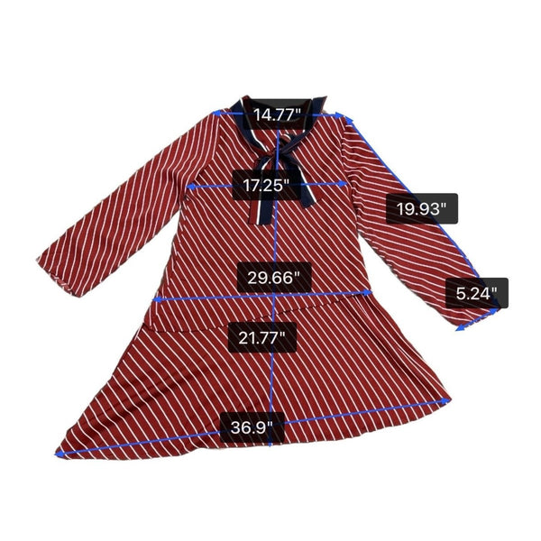 Who what wear Red & Navy Girls Striped Asymmetrical Bow-Tie Dress Sz M