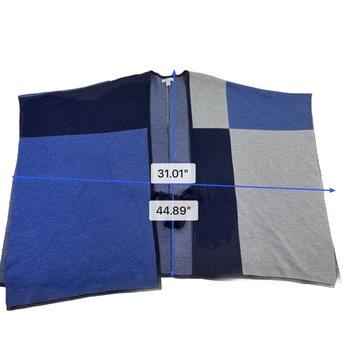 New York & Company Womens Blue & Gray Colorblock Poncho Open Front Tie Sz S/M
