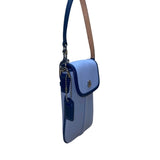 Coach Women’s Light Blue Fabric & Leather With Signature Detail Wristlet Bag