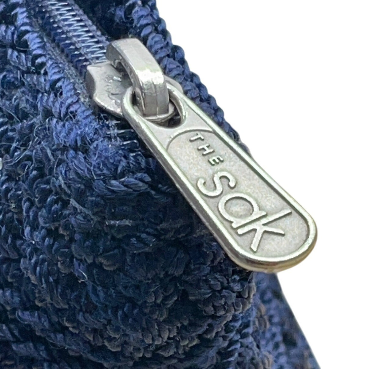 The Sak Women’s Navy Blue Crochet Zipper Closure Double Strap Shoulder Bag Sz M